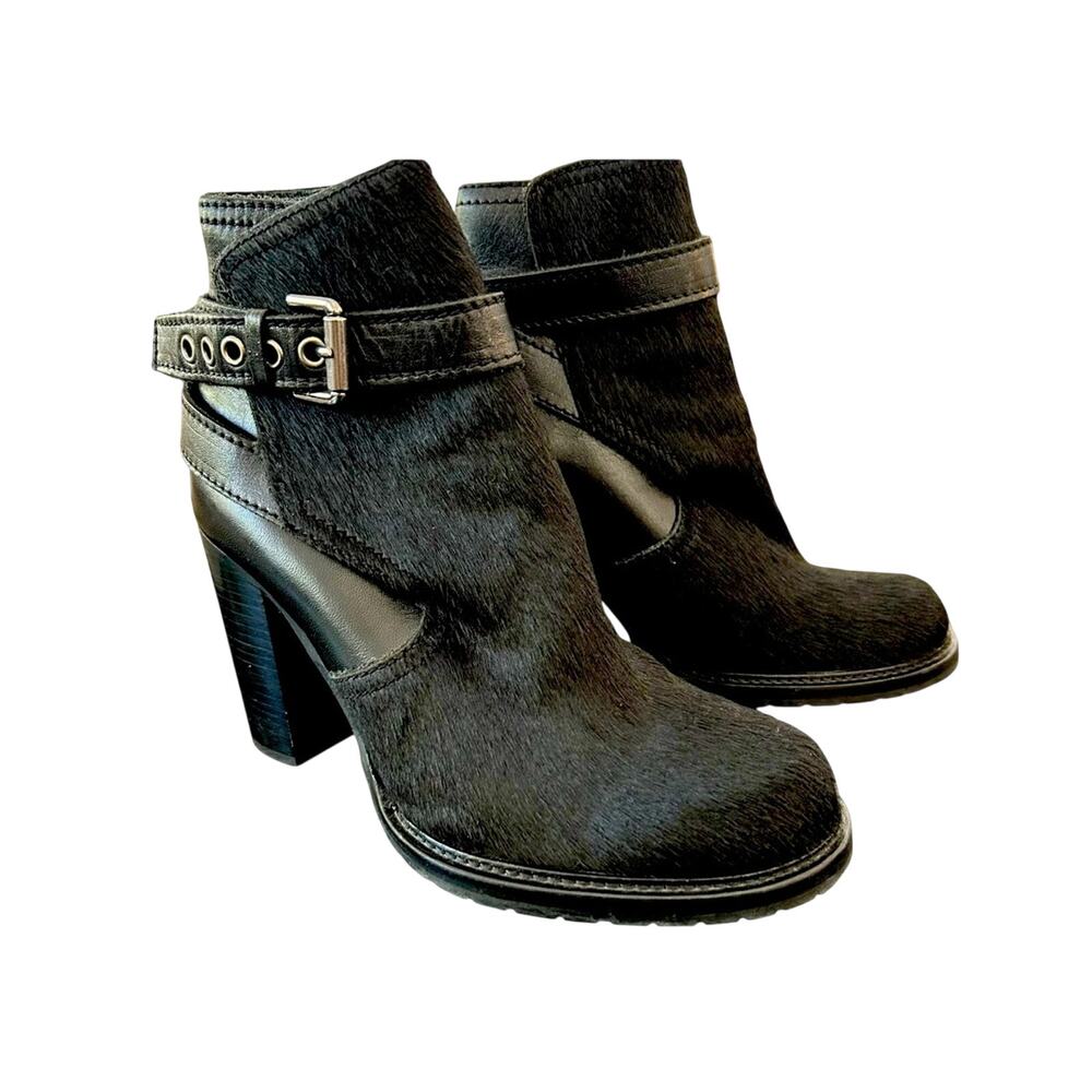 Allsaints Black Jules Jodphur Pony Calf Hair Belted Boots Size 36